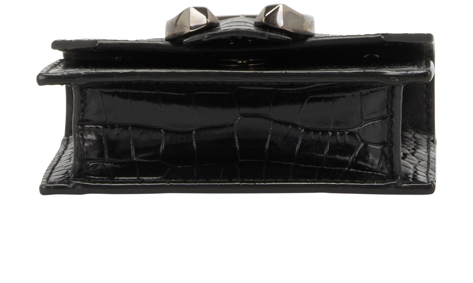 Paris Mini Croc Embossed Crossbody, &pound;295, Handbags, Black, Leather, Top view